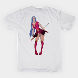 Blue hair pinup with katana T-Shirt